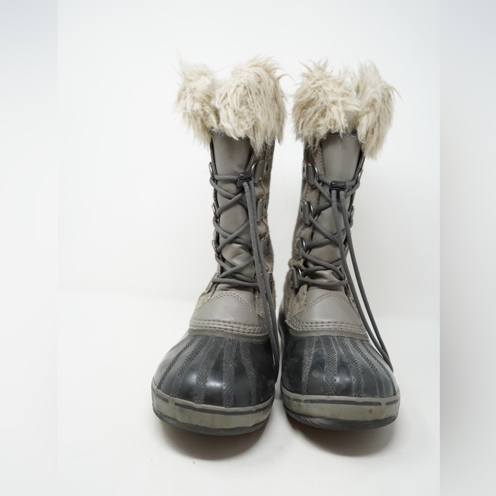 Sorel Girls Joan Of Artic Snow Boots Gray Color Block Waterproof Faux Fur 5 - Picture 4 of 10